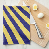 Blauwe en gele Funky Striped Abstracte Kunst Theedoek (Quarter Fold)