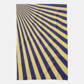 Blauwe en gele Funky Striped Abstracte Kunst Theedoek (Verticaal)