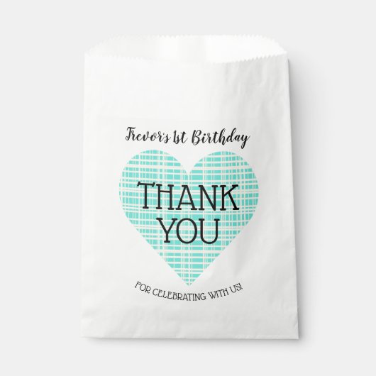 Blauwe en gele Gedekte Gehoordag Kind Bedankzakje (Voorkant)