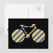 blauwe en gele gestreepte fiets briefkaart (Voorkant / Achterkant)