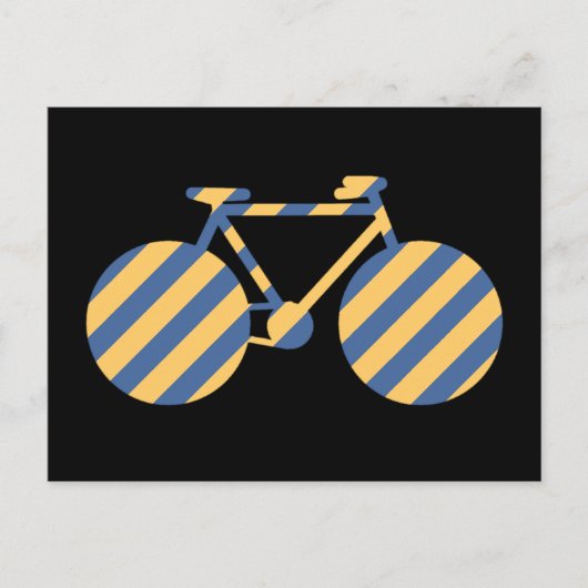 blauwe en gele gestreepte fiets briefkaart (Voorkant)