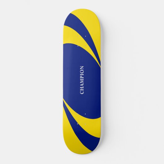 Blauwe en gele golvende lijnen persoonlijk skateboard (Voorkant)
