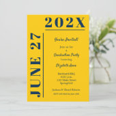 Blauwe en gele GraduPartij Kaart (Staand voorkant)