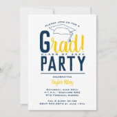 Blauwe en gele GraduPartij Kaart (Voorkant)