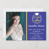 Blauwe en gele GraduPartij nodigt uit Kaart (Voorkant)