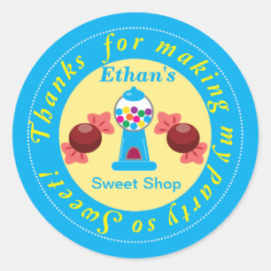 Blauwe en gele groothandelaar ronde sticker