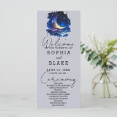 Blauwe en Gele Halve Maan Trouwprogramma (Staand voorkant)