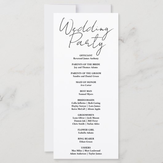 Blauwe en Gele Halve Maan Trouwprogramma (Achterkant)