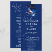 Blauwe en Gele Halve Maan Trouwprogramma (Voorkant / Achterkant)