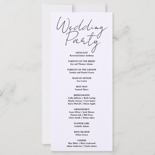 Blauwe en Gele Halve Maan Trouwprogramma (Achterkant)