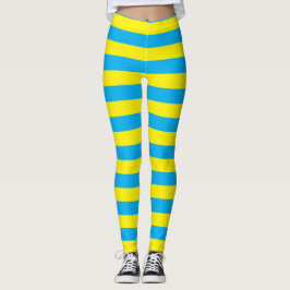 Blauwe en gele horizontale strepen leggings
