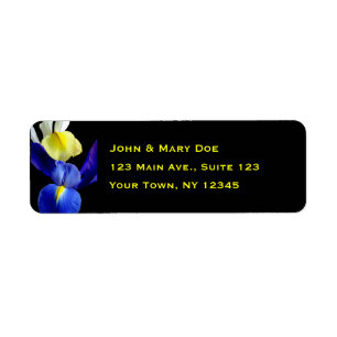 Blauwe en gele Iris Flowers 4b Etiket