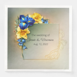 Blauwe en Gele Irissen Bruiloft Servet