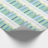 Blauwe en gele kaarsboys Birthday Cadeaupapier (Hoek)