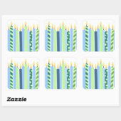 Blauwe en gele kaarsboys Birthday Vierkante Sticker (Vel)