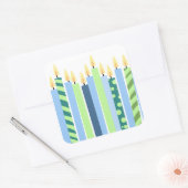 Blauwe en gele kaarsboys Birthday Vierkante Sticker (Envelop)