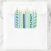 Blauwe en gele kaarsboys Birthday Vierkante Sticker (Tas)