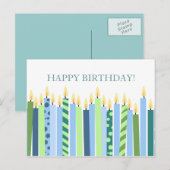 Blauwe en gele kaarsen jongens Verjaardag Briefkaart (Voorkant / Achterkant)