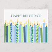 Blauwe en gele kaarsen jongens Verjaardag Briefkaart (Voorkant)
