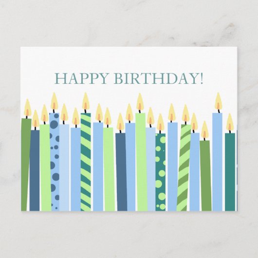 Blauwe en gele kaarsen jongens Verjaardag Briefkaart (Voorkant)