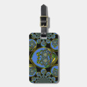 Blauwe en gele Kaleidoscoop Art Print Bagagelabel (Voorkant verticaal)