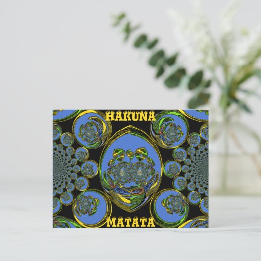 Blauwe en gele Kaleidoscoop Art Print Briefkaart (Staand voorkant)