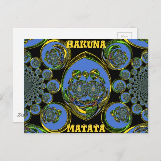 Blauwe en gele Kaleidoscoop Art Print Briefkaart (Voorkant / Achterkant)