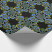 Blauwe en gele Kaleidoscoop Art Print Cadeaupapier (Hoek)