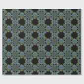 Blauwe en gele Kaleidoscoop Art Print Cadeaupapier (Vlak)