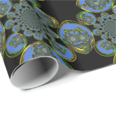 Blauwe en gele Kaleidoscoop Art Print Cadeaupapier (Rol Hoek)