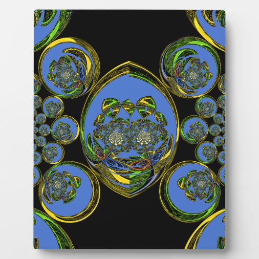 Blauwe en gele Kaleidoscoop Art Print Fotoplaat (Voorkant)