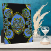 Blauwe en gele Kaleidoscoop Art Print Fotoplaat (Zijkant)
