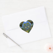 Blauwe en gele Kaleidoscoop Art Print Hart Sticker (Envelop)