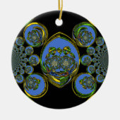 Blauwe en gele Kaleidoscoop Art Print Keramisch Ornament (Voorkant)