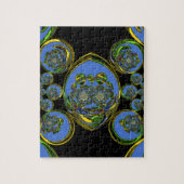 Blauwe en gele Kaleidoscoop Art Print Legpuzzel (Verticaal)