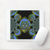 Blauwe en gele Kaleidoscoop Art Print Muismat (Met muis)