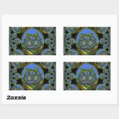 Blauwe en gele Kaleidoscoop Art Print Rechthoekige Sticker (Vel)