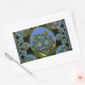 Blauwe en gele Kaleidoscoop Art Print Rechthoekige Sticker (Envelop)