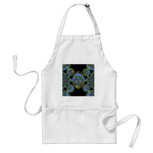 Blauwe en gele Kaleidoscoop Art Print Standaard Schort (Voorkant)