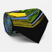 Blauwe en gele Kaleidoscoop Art Print Stropdas (Opgerold)