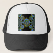 Blauwe en gele Kaleidoscoop Art Print Trucker Pet (Voorkant)