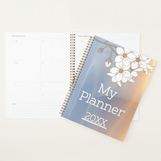 Blauwe en gele kersenbloesem Sakura Planner (Display)
