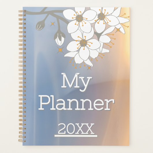 Blauwe en gele kersenbloesem Sakura Planner (Voorkant)