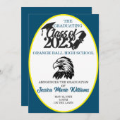 Blauwe en gele klasse van 2023 Afstuderen Kaart (Voorkant / Achterkant)