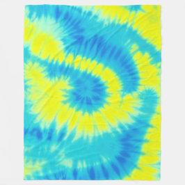 Blauwe en gele kleurstof fleece deken