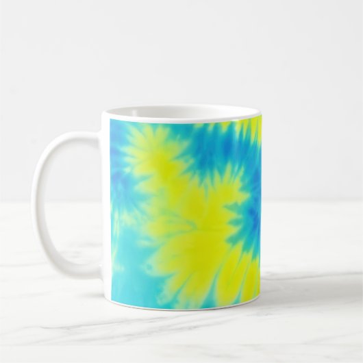 Blauwe en gele kleurstof koffiemok (Links)