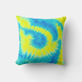 Blauwe en gele kleurstof kussen