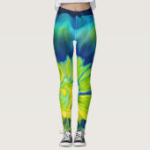 Blauwe en gele kleurstof leggings (Voorkant)