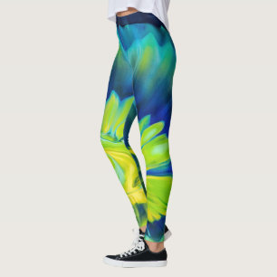 Blauwe en gele kleurstof leggings