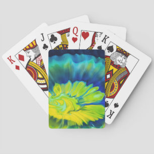 Blauwe en gele kleurstof pokerkaarten